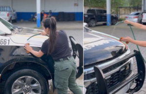 Policial pode ser detida por publicar vídeo lavando viatura. Saiba mais…