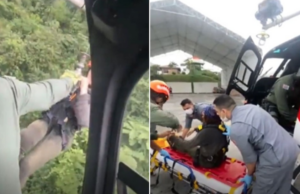 Casal é resgatado de trilha em mata com apoio de helicóptero Águia em Cubatão