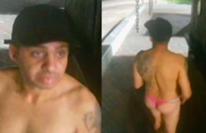 Homem de lingerie suspeito de assediar mulheres no litoral de SP.