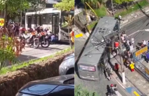 Amigas são atropeladas por ônibus em cruzamento de vias no litoral de SP.