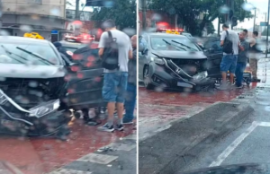 Acidente entre carros deixa feridos em Santos.