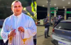 Padre embriagado quebra garrafas em posto e xinga frentista no interior de SP.