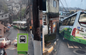Acidente com micro-ônibus em Santos deixa uma mulher ferida.