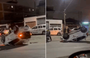 Homem capota carro e é preso por embriaguez em São Vicente.