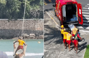 Idoso morre ao tentar salvar jovem que caiu no mar durante selfie.