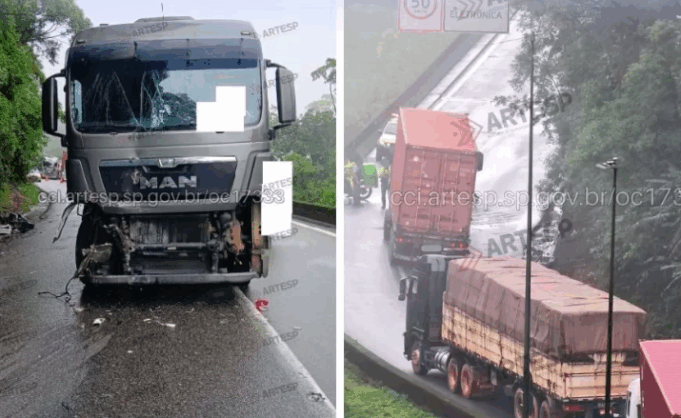 Problema no freio provoca colisão entre veículos na Anchieta.